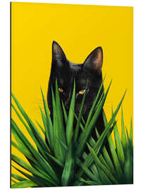 Magnettafel Schwarze Katze hinter Pflanzen