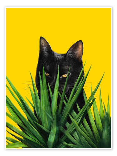 Plakat Black Cat in Leaves