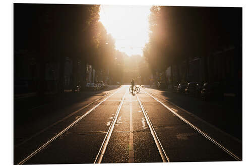 Tableau en PVC Cycliste traversant la rue