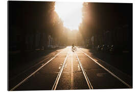 Stampa su plexi-alluminio Cyclist Crossing the Street