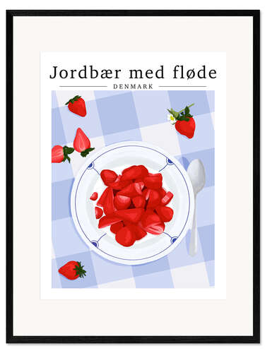 Innrammet kunsttrykk Jordbær med fløde - Denmark