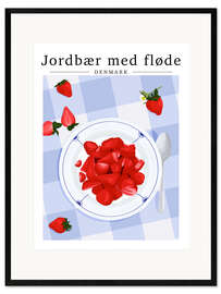 Gerahmter Kunstdruck Erdbeeren mit Sahne - Dänemark