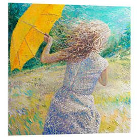 Foam board print Girl with yellow umbrella