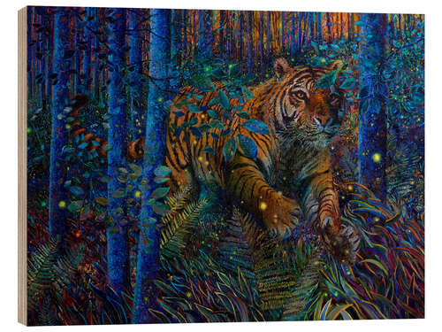 Quadro de madeira Tiger Fire