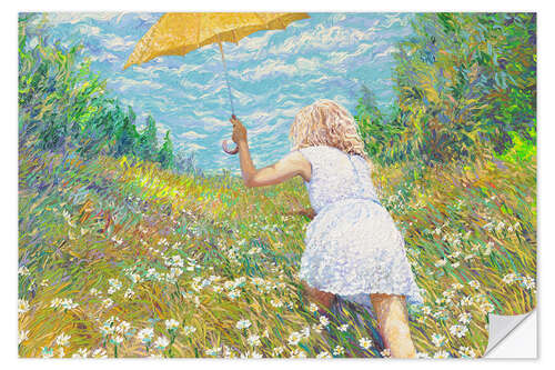 Selvklebende plakat Francesca - Girl in the Spring Meadow