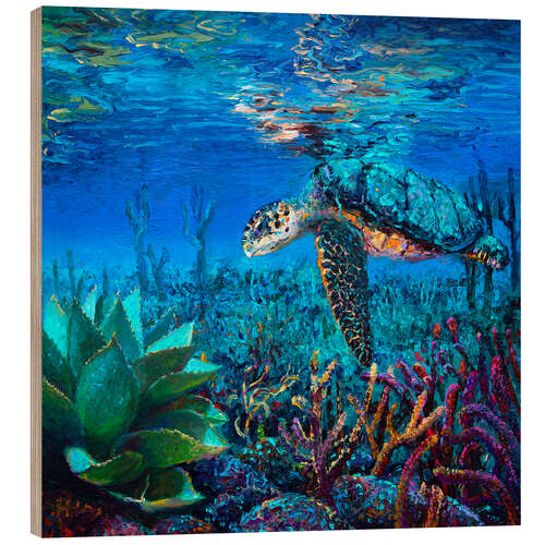 Wood print Loggerhead