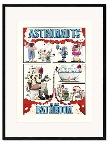 Impression artistique encadrée Astronauts in The Bathroom