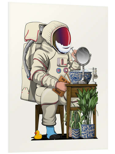 PVC print Space Astronaut Shaving in Bathroom