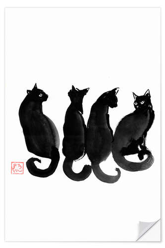 Selvklebende plakat Four Cats