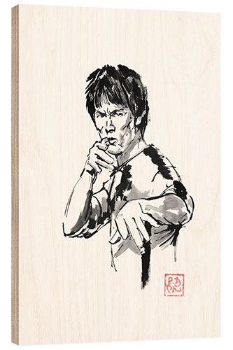 Wood print Bruce Lee En Garde