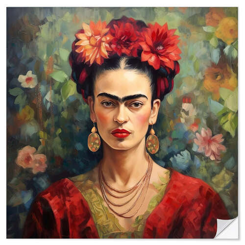 Selvklebende plakat Frida Kahlo Vintage