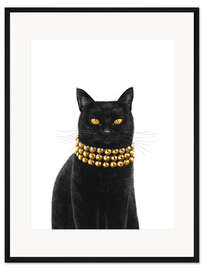 Gerahmter Kunstdruck Luxuriöse Schwarze Katze
