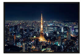 Gerahmter Kunstdruck Tokio bei Nacht
