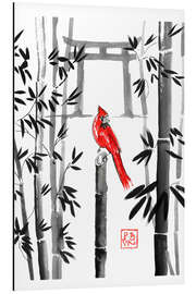 Magnettafel Rotkardinal auf Bambu