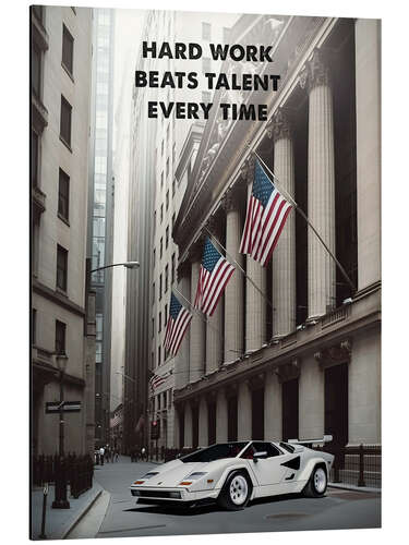 Stampa su alluminio Wolf of Wall Street - Hard Work Beats Talent Every Time