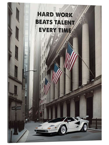 Quadro em plexi-alumínio Wolf of Wall Street - Hard Work Beats Talent Every Time