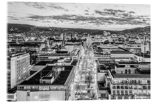 Acrylic print Königstrasse and Skyline of Stuttgart