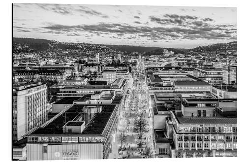 Tableau en aluminium Königstrasse and Skyline of Stuttgart