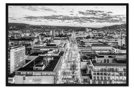 Gerahmter Kunstdruck Königstraße und Skyline von Stuttgart