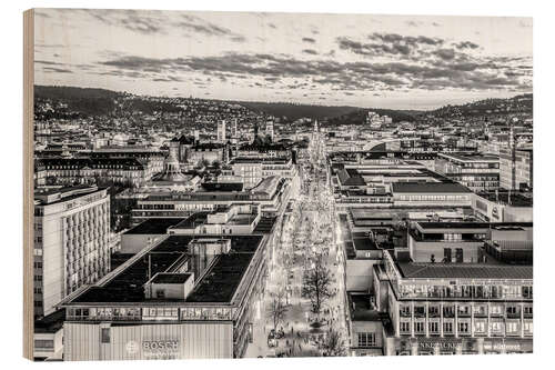 Obraz na drewnie Königstrasse and Skyline of Stuttgart