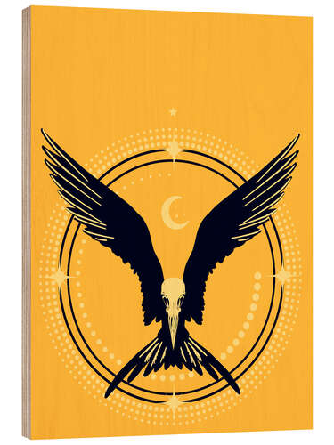 Wood print Raven Amulet