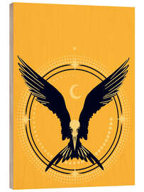 Wood print Raven Amulet