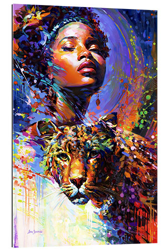 Gallery print African Beauty and the Leopard's Gaze