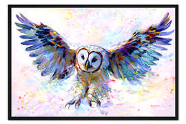 Gerahmter Kunstdruck Eule im Winterwind