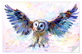 Sticker mural Owl in the Winter Wind