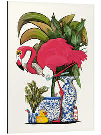 Magnettafel Flamingo Putzt die Zähne