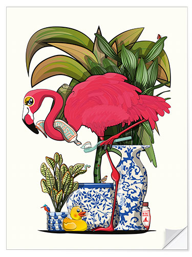 Wall sticker Flamingo Cleaning Teeth