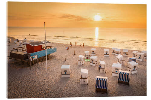 Acrylic print Beach Chairs in Sunset Light on Sylt