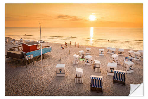 Självhäftande poster Beach Chairs in Sunset Light on Sylt