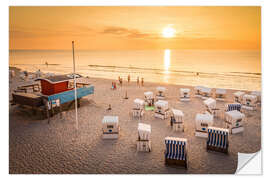 Naklejka na ścianę Beach Chairs in Sunset Light on Sylt