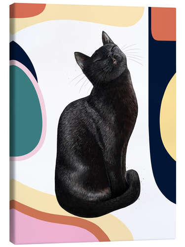 Canvas print Black Cat on Modern Carpet