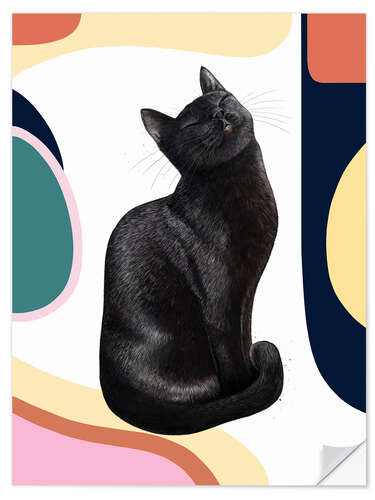 Vinilo para la pared Black Cat on Modern Carpet