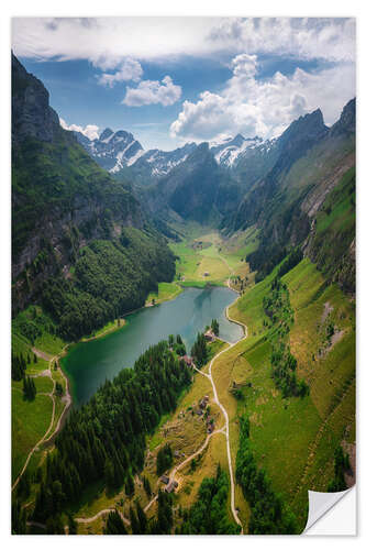 Selvklebende plakat A Beautiful View at Seealpsee, Switzerland