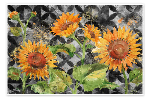 Poster Sunflowers on Moroccan Background