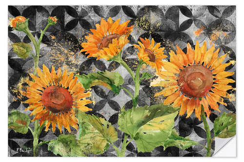 Naklejka na ścianę Sunflowers on Moroccan Background