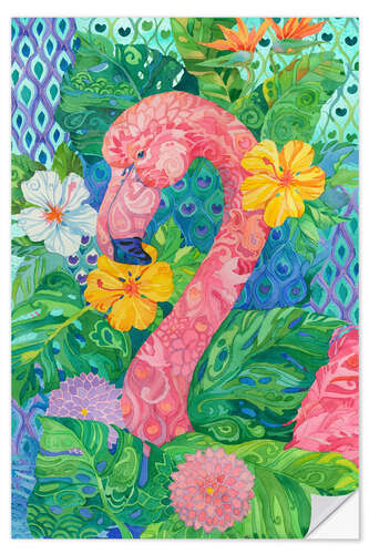 Selvklebende plakat Bohemian Flamingo