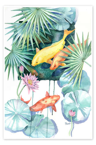 Poster Koi Fish in a Tropical Pool