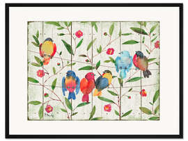 Gerahmter Kunstdruck Sechs Sitzende Vögel