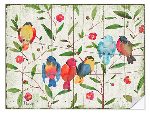 Wall sticker Six Perched Birds