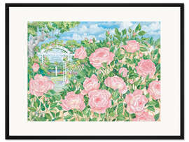 Gerahmter Kunstdruck Rosenspalier