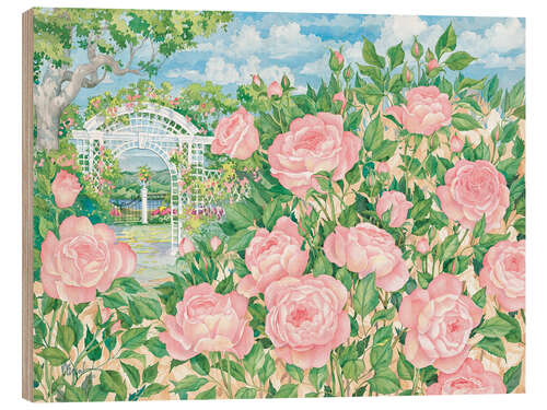 Wood print Rose Trellis