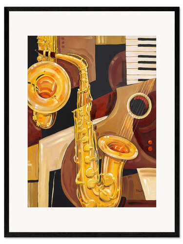 Gerahmter Kunstdruck Abstraktes Saxophon