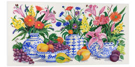 Foam board print Still Life with Flowers and Fruit