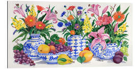 Stampa su plexi-alluminio Still Life with Flowers and Fruit