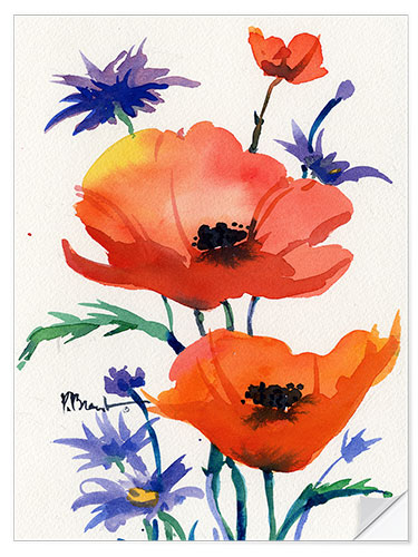 Naklejka na ścianę Orange Poppies