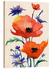 Quadro de madeira Orange Poppies